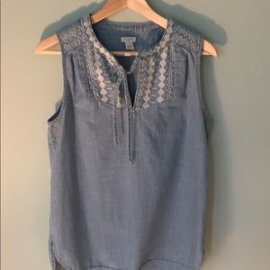 J Crew Sleeveless denim chambray Top size 6.